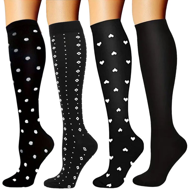 4 Pairs Compression Socks Unisex Circulation Support Sock Running Athletic Sport