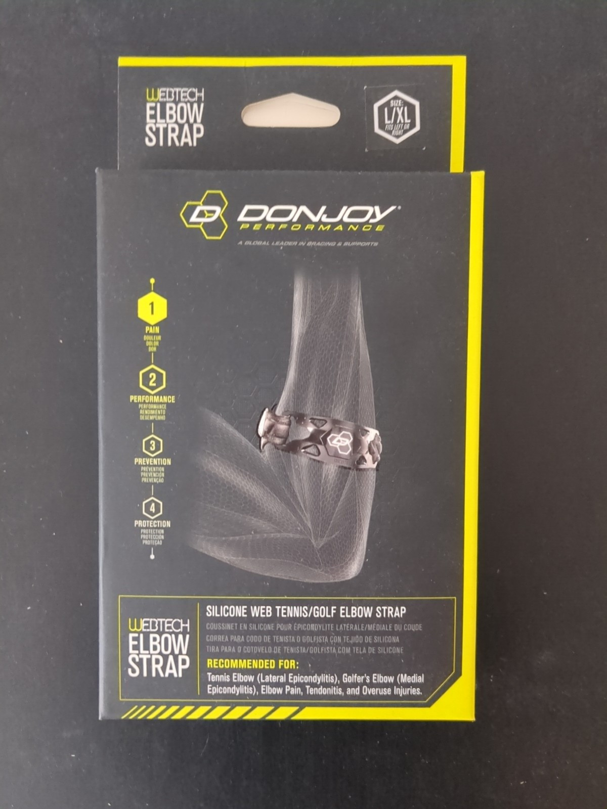 New DonJoy Performance Webtech Elbow Strap Black size S/M