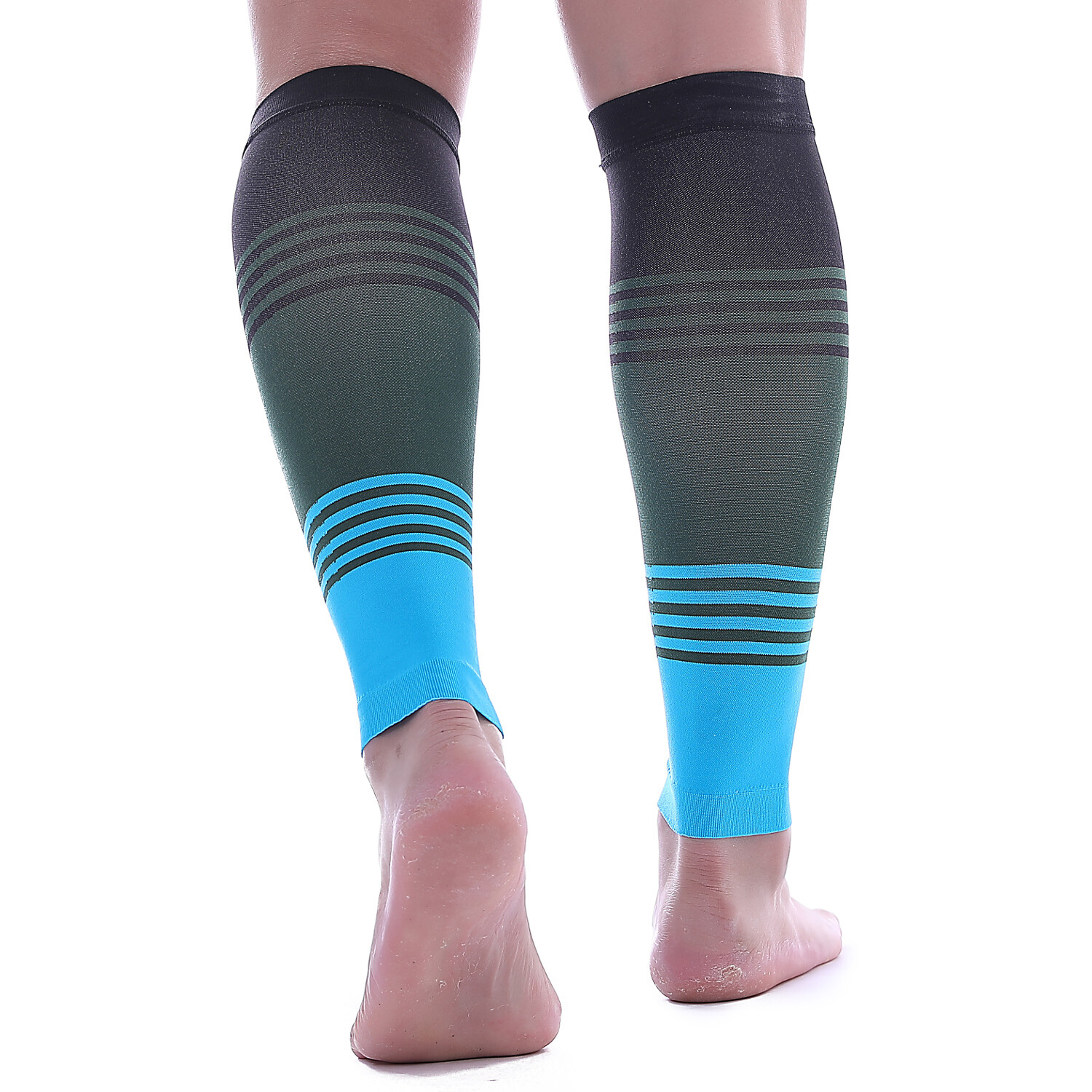 Doc Miller Calf Compression Sleeve 1Pair 20-30mmHg Varicose Veins BLACK/GRN/BLUE