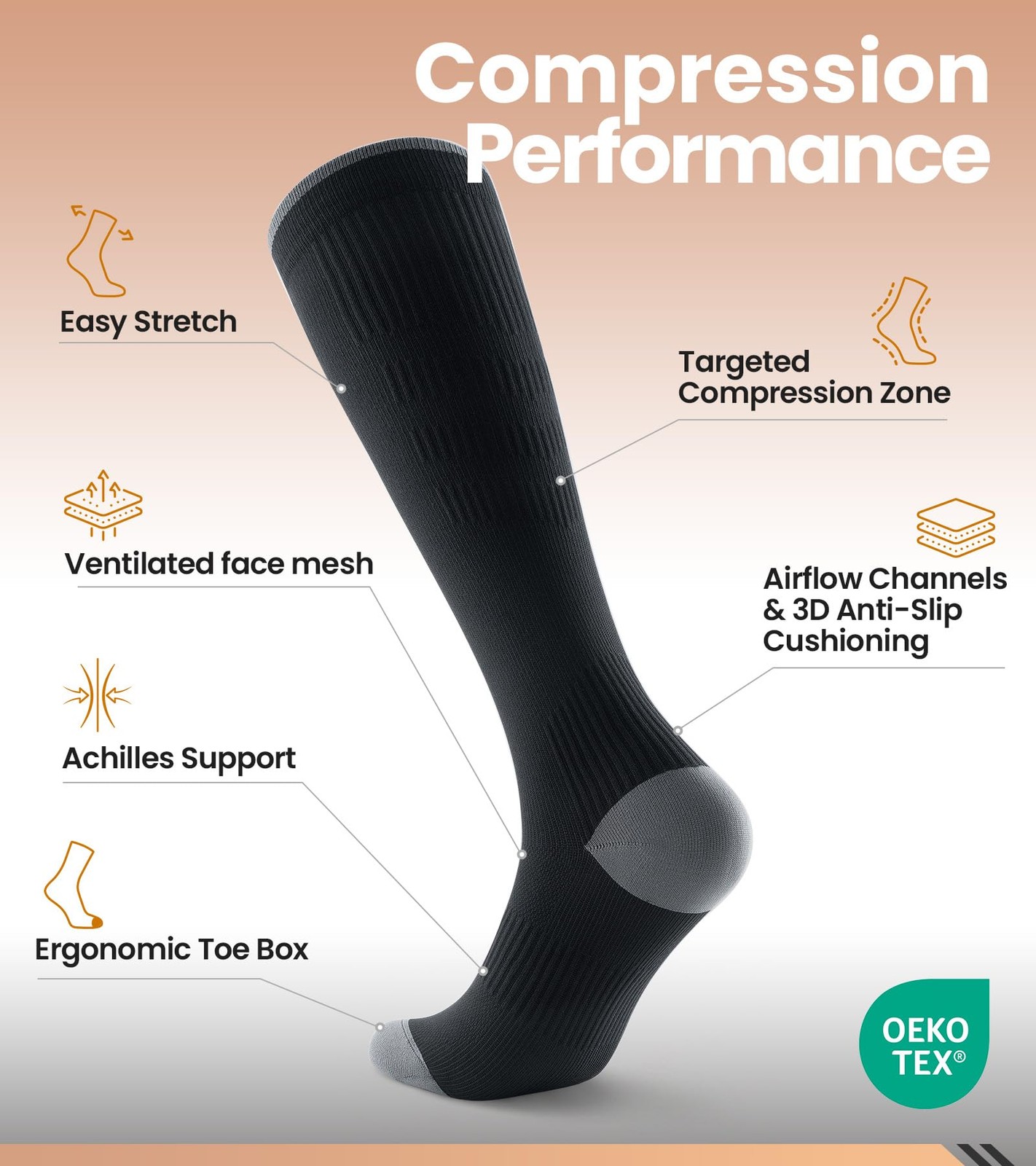 Breathable Compression Socks for Men, 15-20 mmHg Knee High Circulation for Tr…