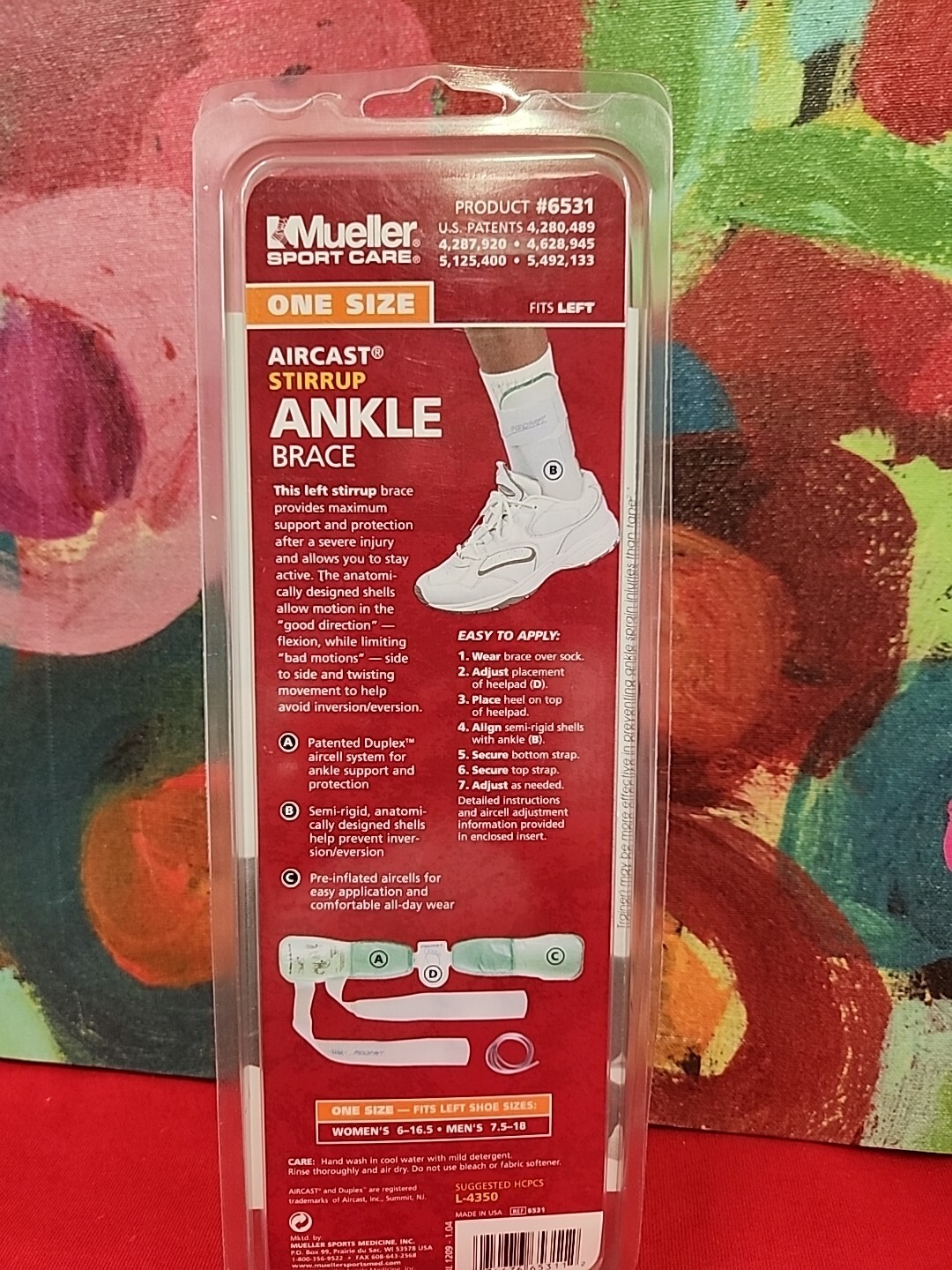 MUELLER Aircast Stirrup Ankle Brace Left Ankle W 6-6.5 M 7.5-18 New In Box