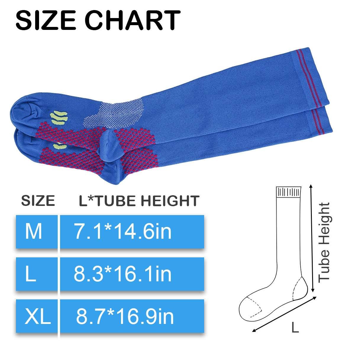 Compression 15-20mmHg Graduated Support Socks Sport Calf Cushioned Socks M/L/XL