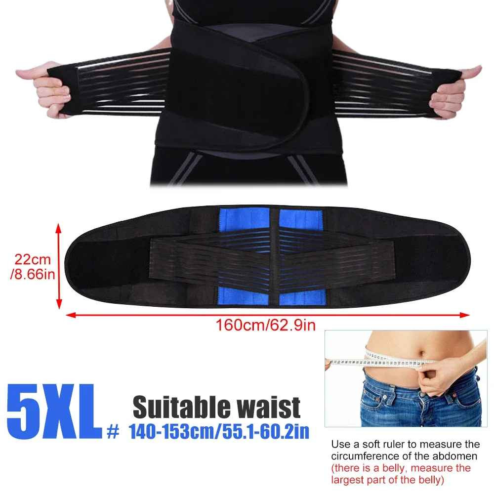 Double Pull Lumbar Back Support Brace Belt Waist Pain Relief S-XXL BOTQTOW
