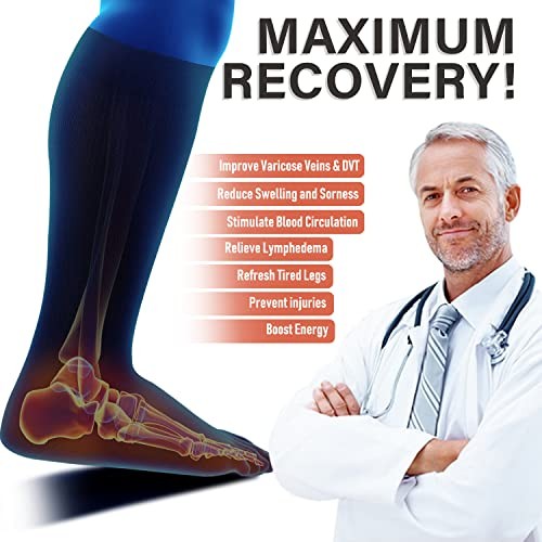 3 Pairs Plus Size Compression Socks for Women and XX-Large 05 Black （copper）
