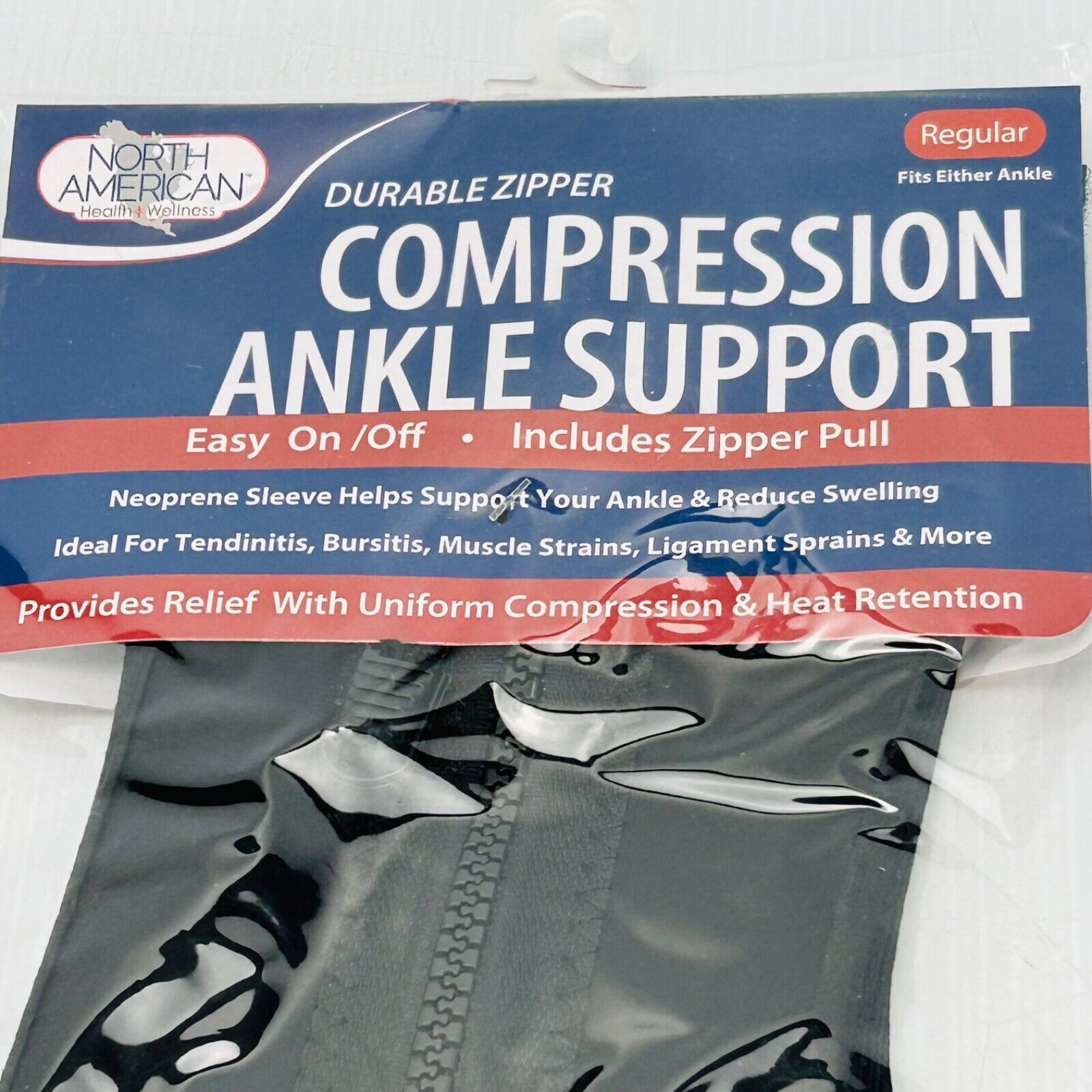 North American JB6658 Ankle Support Zipper Compression Sleeve Lot of 2