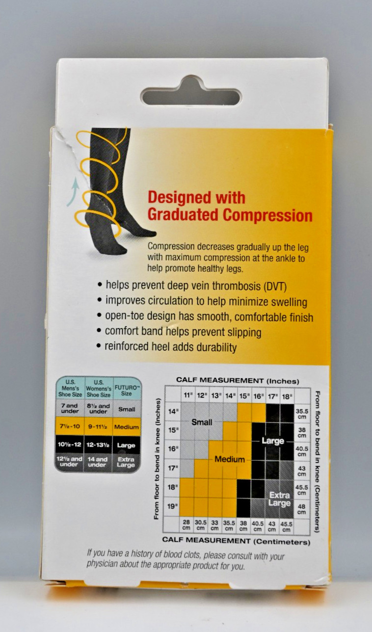 3M FUTURO Med Compression Open Toe Knee Length Stockings Firm Unisex Large Beige