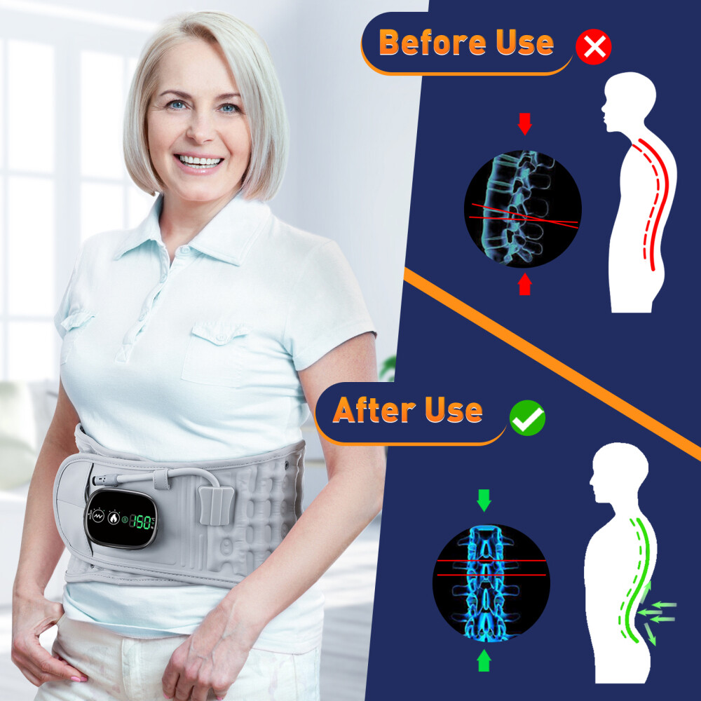 Decompression Red Light Heating Massage Inflatable Lumbar Belt for Relieve Pain
