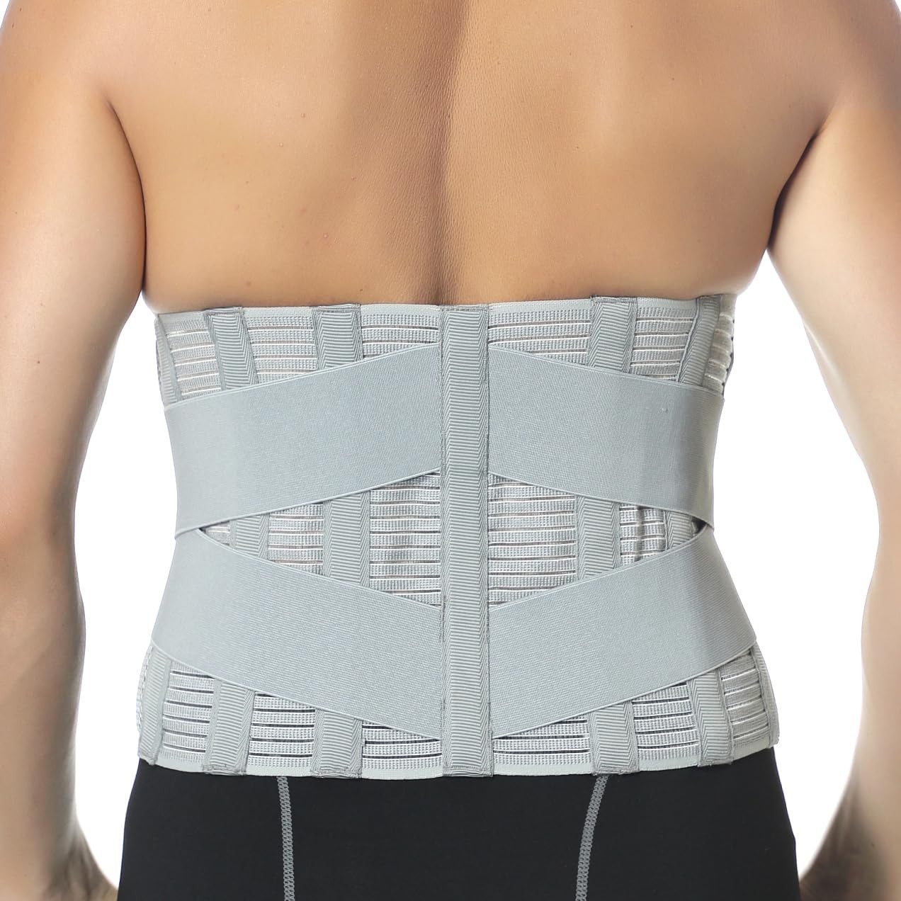 NeoTech Care Adjustable Compression Back Brace Lumbar Support Belt, M, Grey