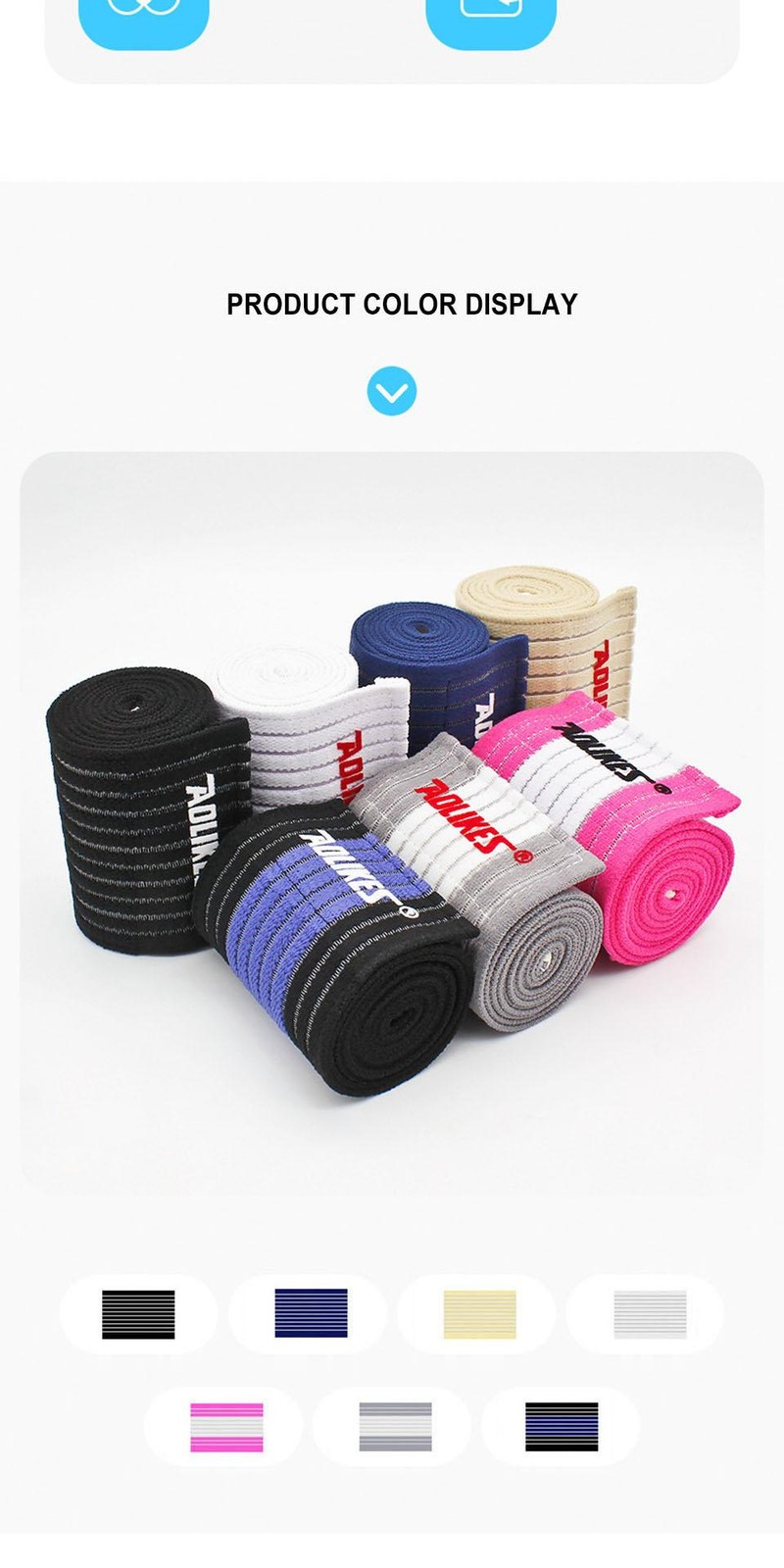 Aolikes 1pc 40-180cm Compression Bandage Protector Knee Support Brace Sports Ela