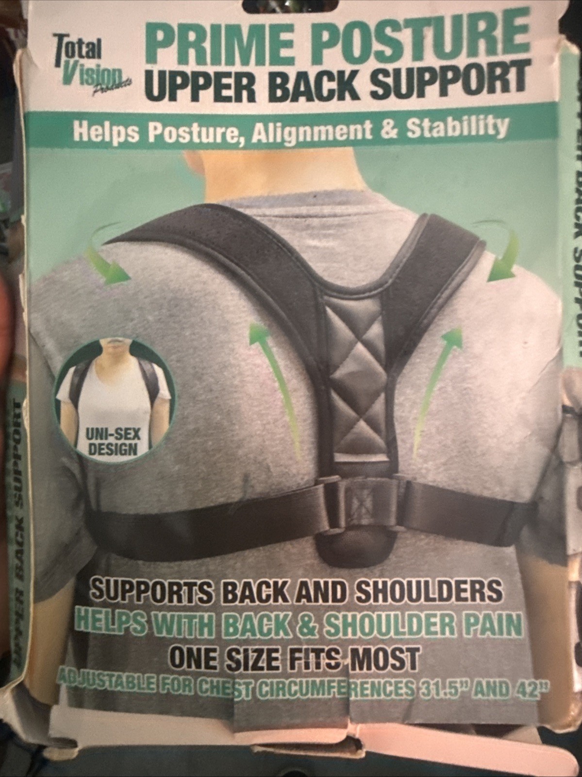 Total Vision Products Back Support Stability Upper Posture Prime Alignment New