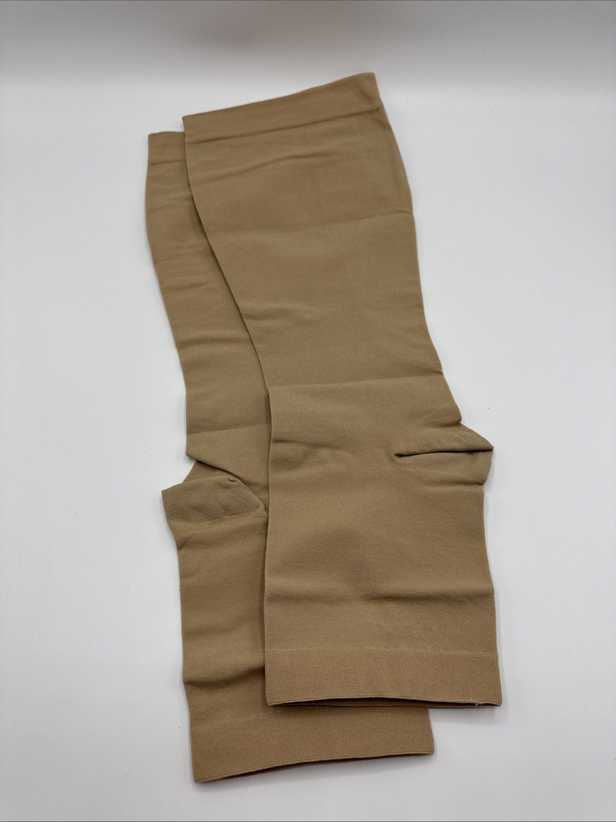 Plus Size Extra Wide Calf Compression Socks Open Toe Beige Choose Size