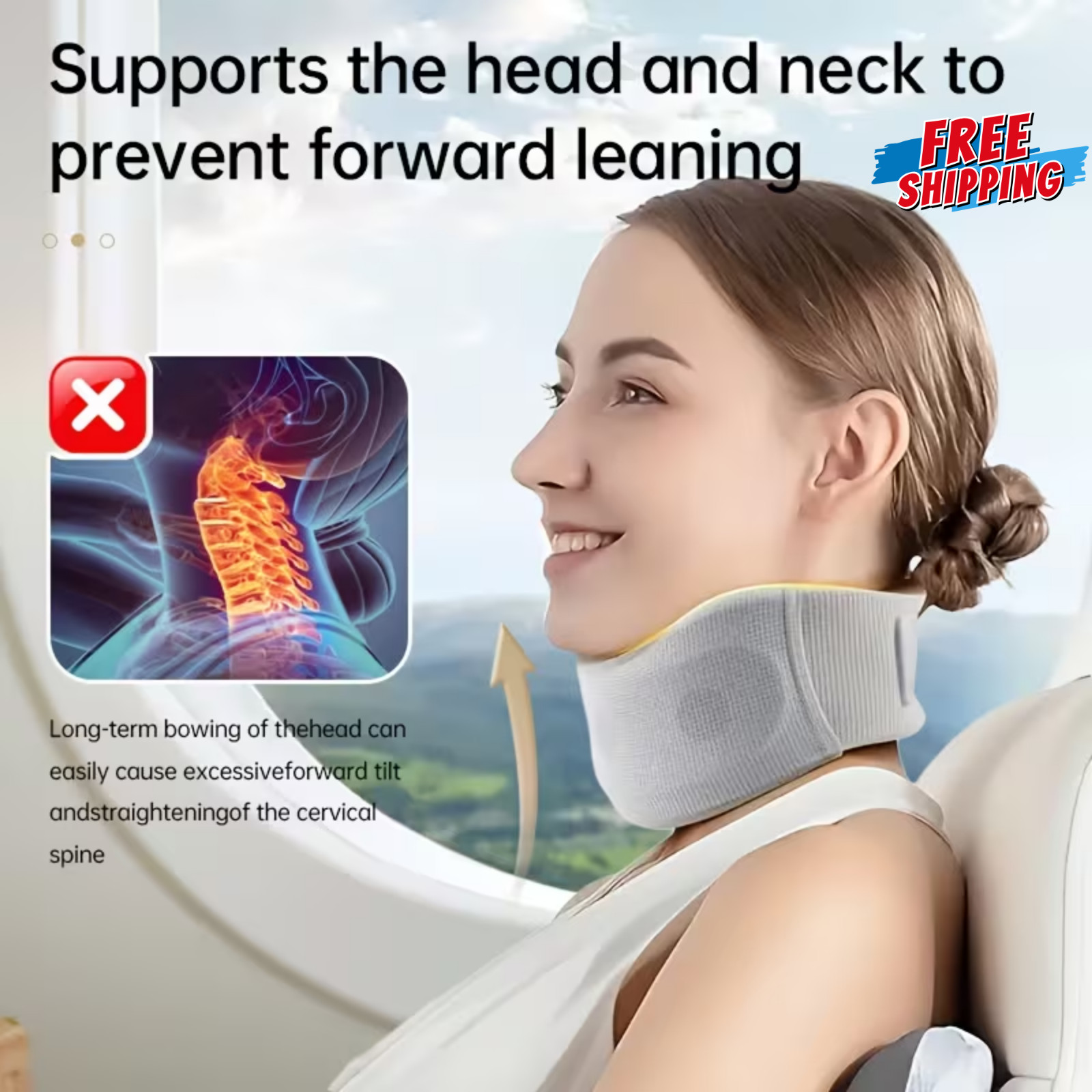 Adjustable Soft Cervical Neck Collar Foam Brace Support Breathable Gray