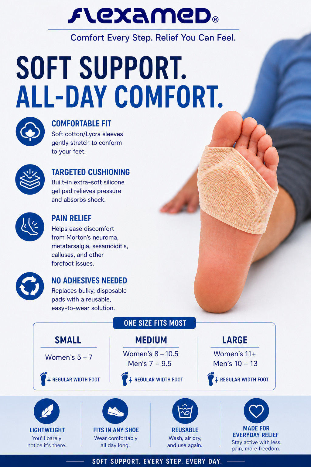 FlexaMed Metatarsal Silicone Cushioned Sleeves