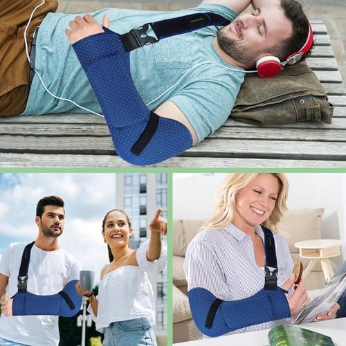 KONSEDIK Arm Sling Shoulder Support,Breathable Padded Brace with Pocket&Thumb…