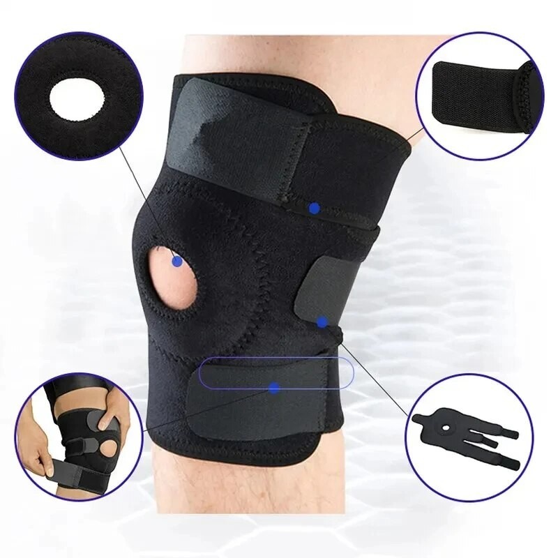 Knee Brace Compression Sleeve Hinged Joint Support Open Patella Stabilizer Wrap