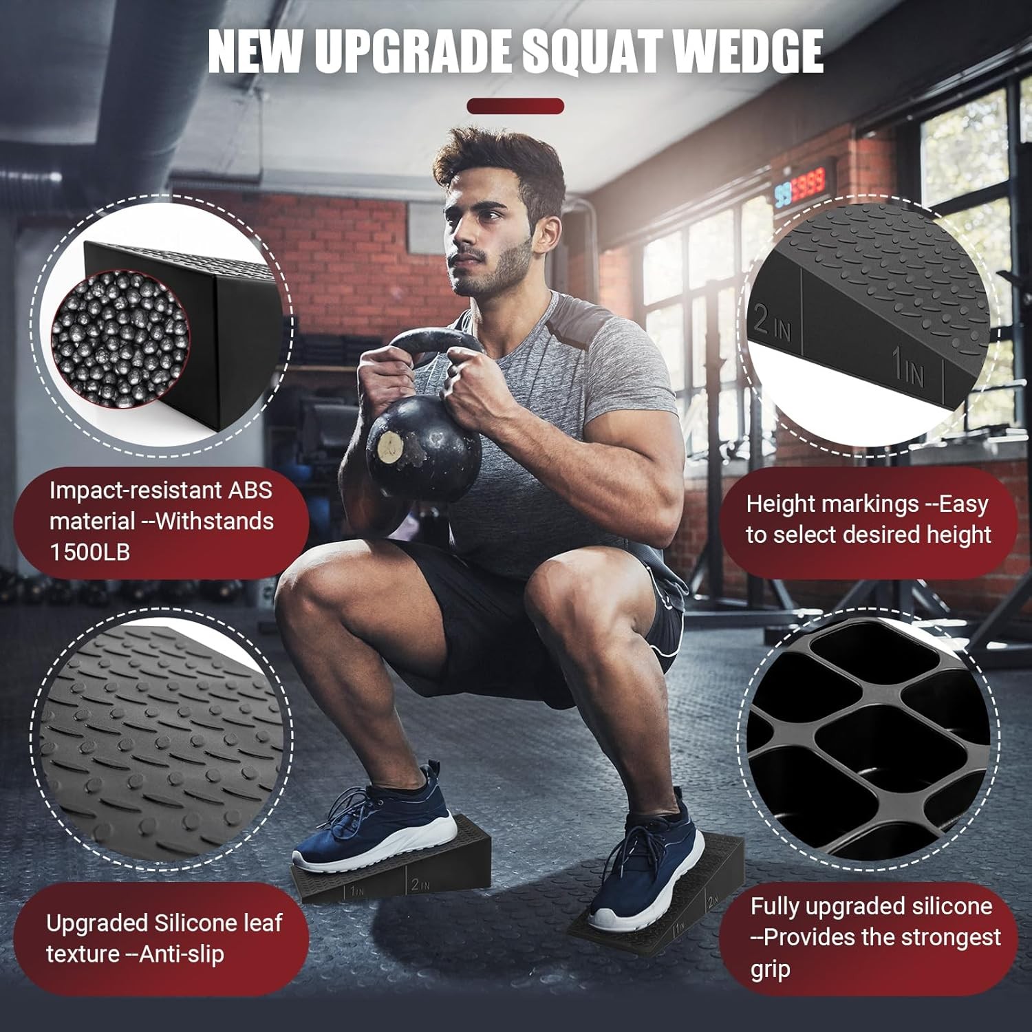 2Pcs Squat Wedge Block Heel Elevated Slant Board Weightlifting Non-Slip Pair