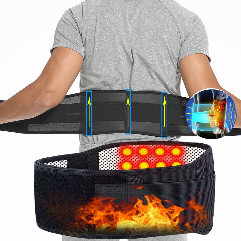 Magnetic Lumbar Lower Waist Belt Self Heating Pad Back Support Brace Pain Relief