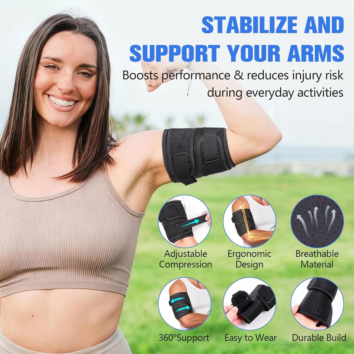 Bicep Tendonitis Brace Compression Sleeve Upper Arm Support Brace for Men Women