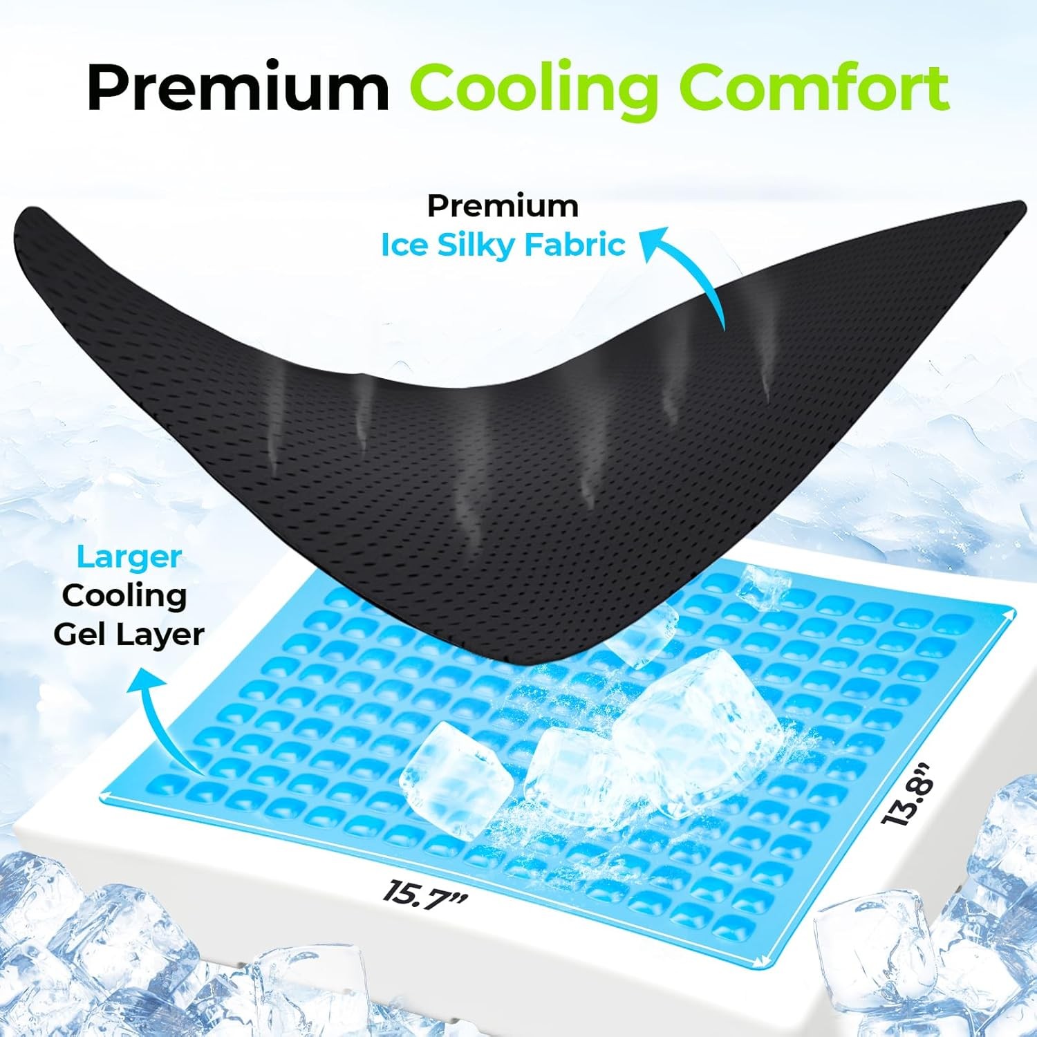 AUVON Cooling Gel Wheelchair Seat Cushion for Sciatica, Back, X-Large, Black