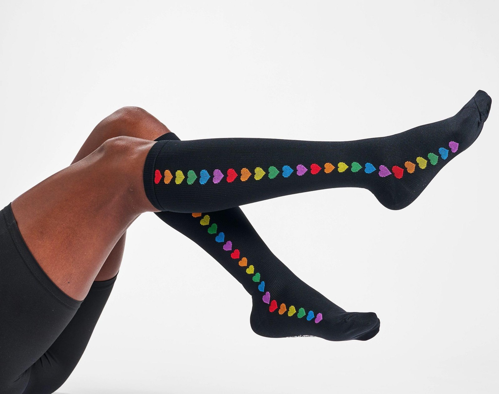 Nurse Mates Women’s Wide Calf Socks | 12-14 mmHg One Size, Rainbow Hearts
