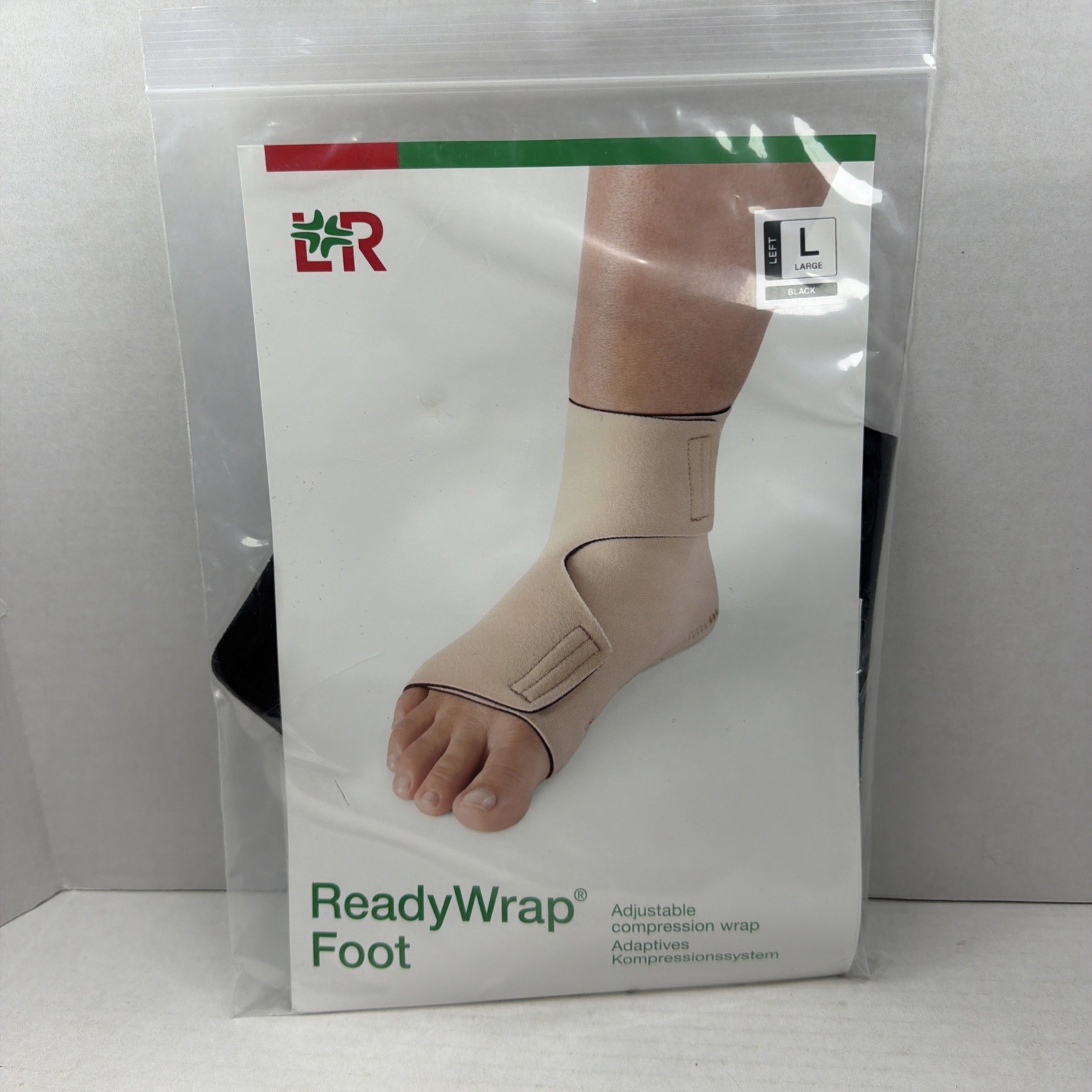 L&R Large Black Left Foot Adjustable Compression Ready Wrap Foot CT With Liner