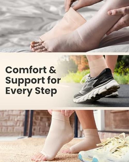 Ankle Compression Sleeve – 1-Pair, Plantar Fasciitis Braces 6XL Black / 1 Pair