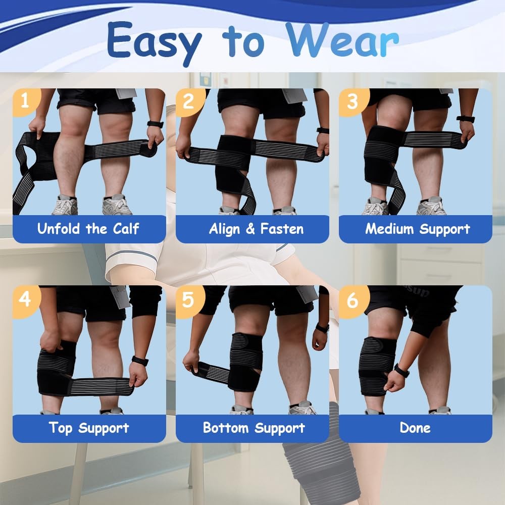 Calf Compression Sleeve, Plus Size for Swelling & Edema, Black