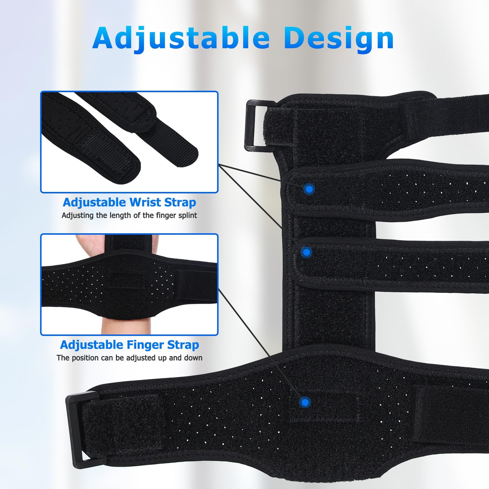 2 Finger Splint, Reversible Trigger Finger Splint, Adjustable Length Finger B…