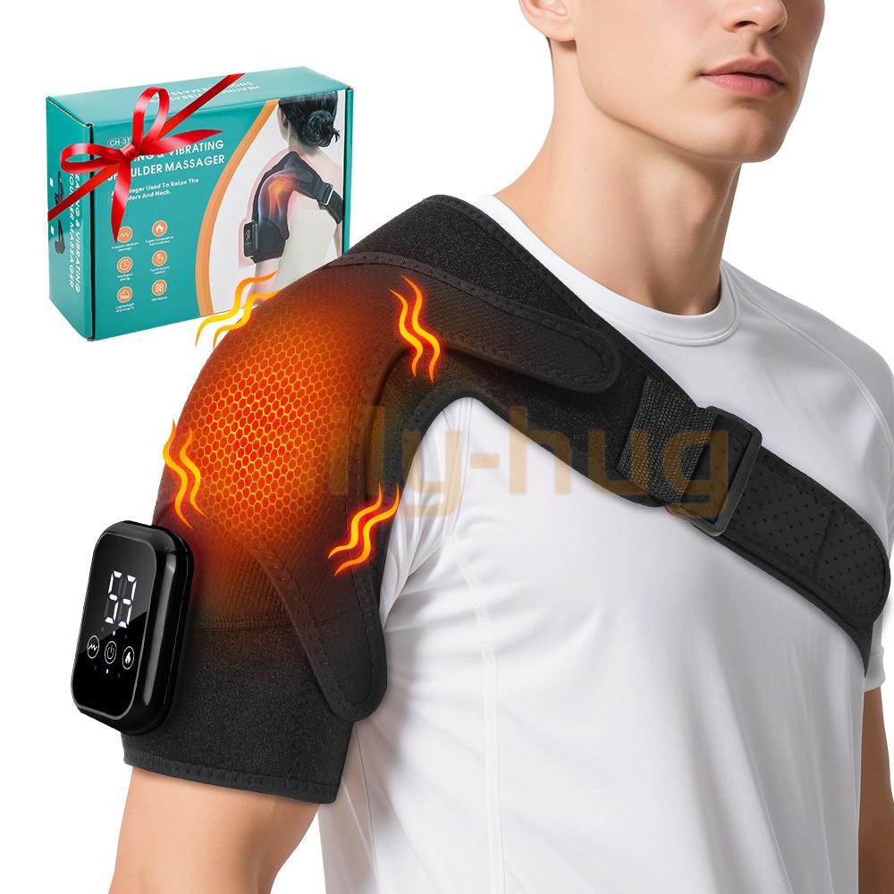 Heated Vibration Shoulder Brace Massager Rotator Cuff Support Compression Wrap