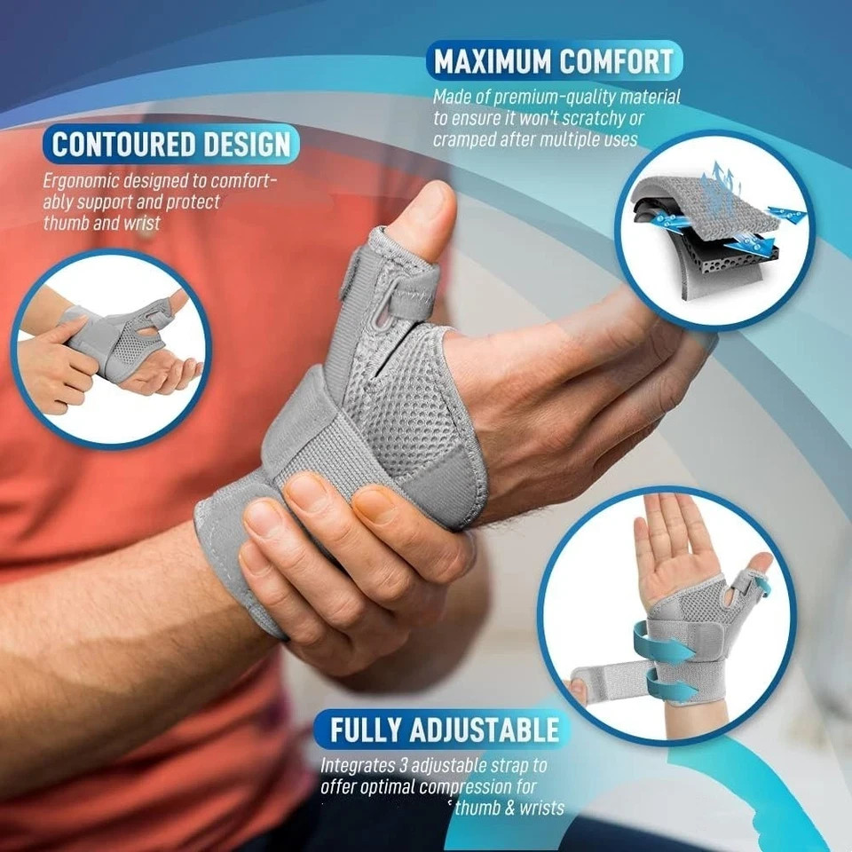 Thumb Wrist Support Brace Carpal Tunnel Sprain Splint Arthritis Left Right Black