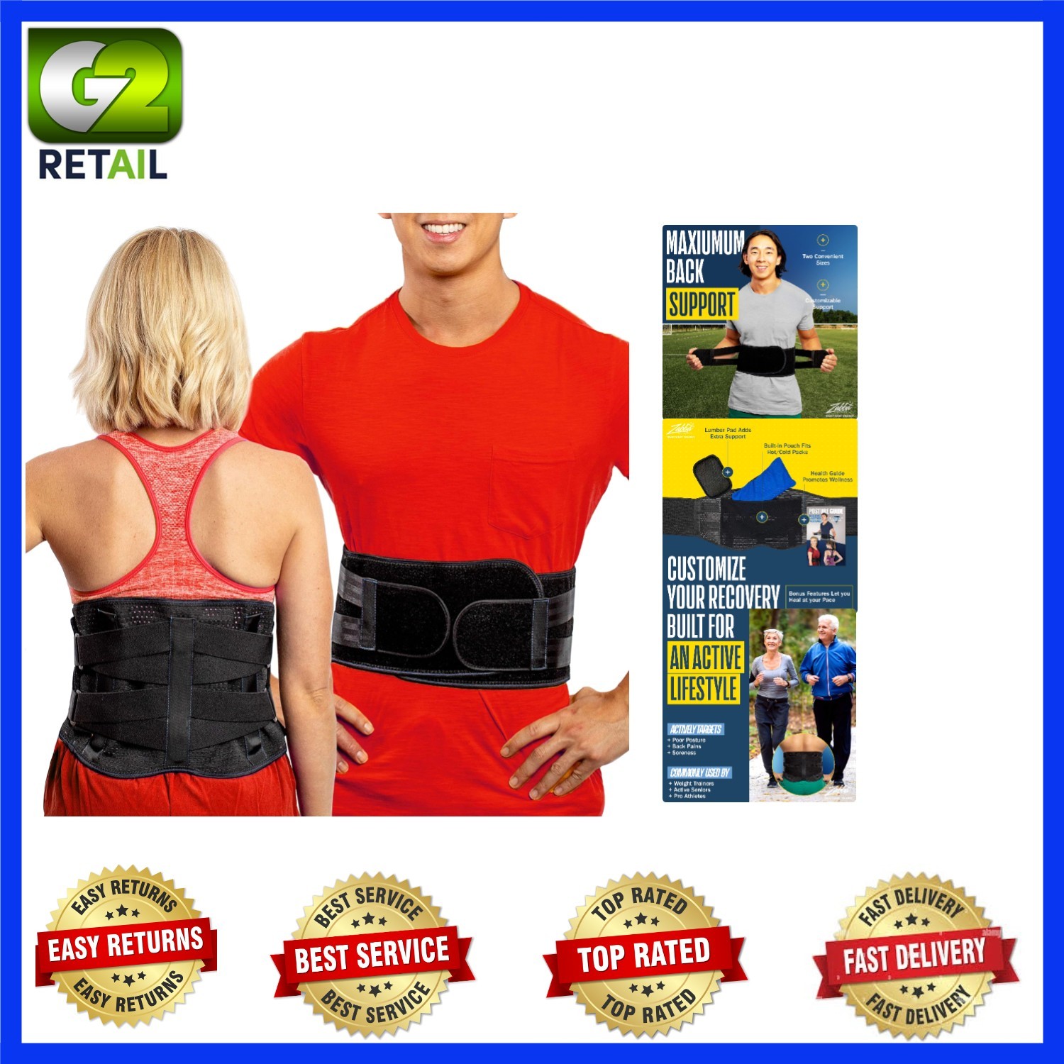 Breathable Lumbar Support Belt with Functional Pocket – Adjustable Comfort