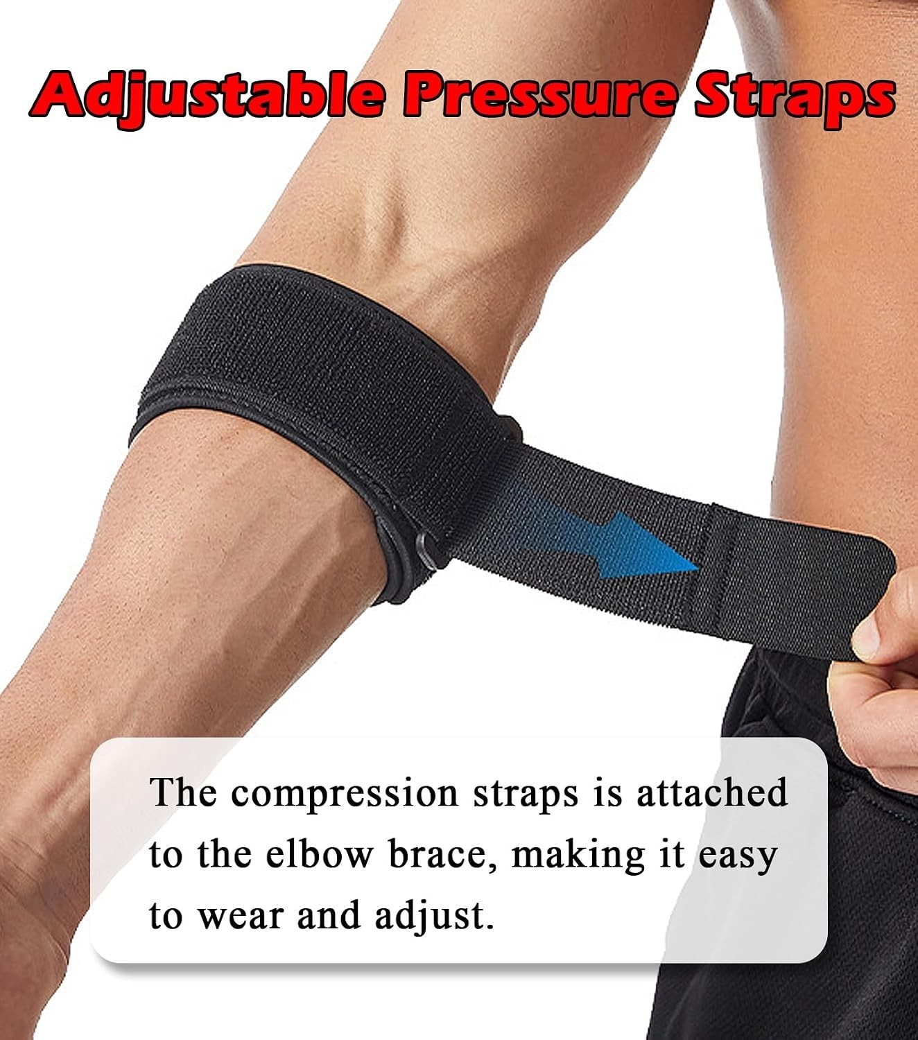 2 Pack Elbow Brace for Golfer & Tennis Adjustable Strap for Pain Relief Support