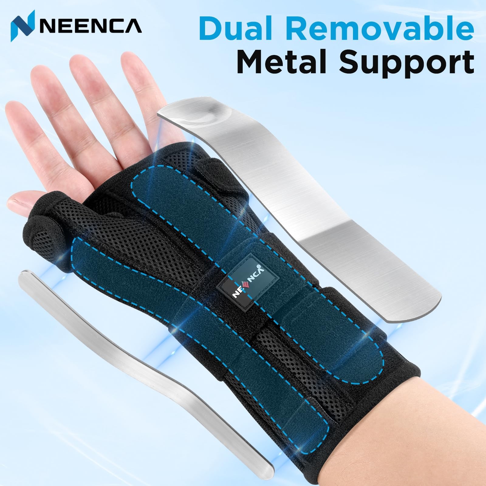 NEENCA Carpal Tunnel Wrist Brace with Thumb Support, XL/XXL/XXXL, Black