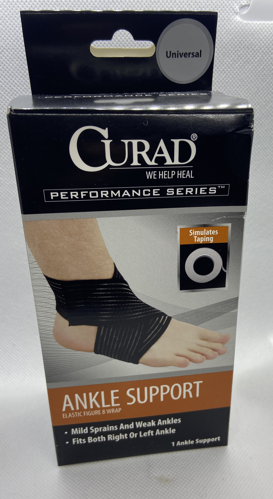 Curad Figure 8 Wrap Ankle Support Medium Universal, New In Box, Free Shipping