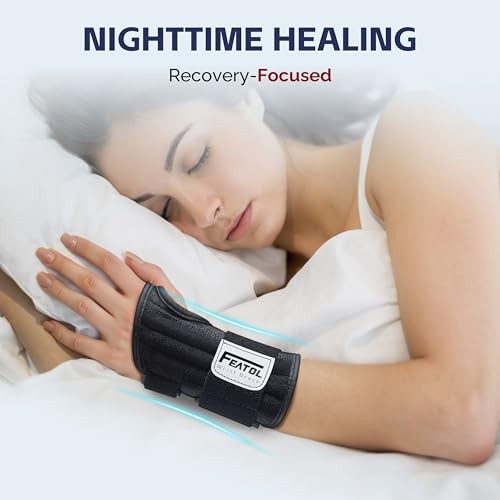 FEATOL Carpal Tunnel Wrist Brace for Pain Relief, Arthritis, Typing, Right &
