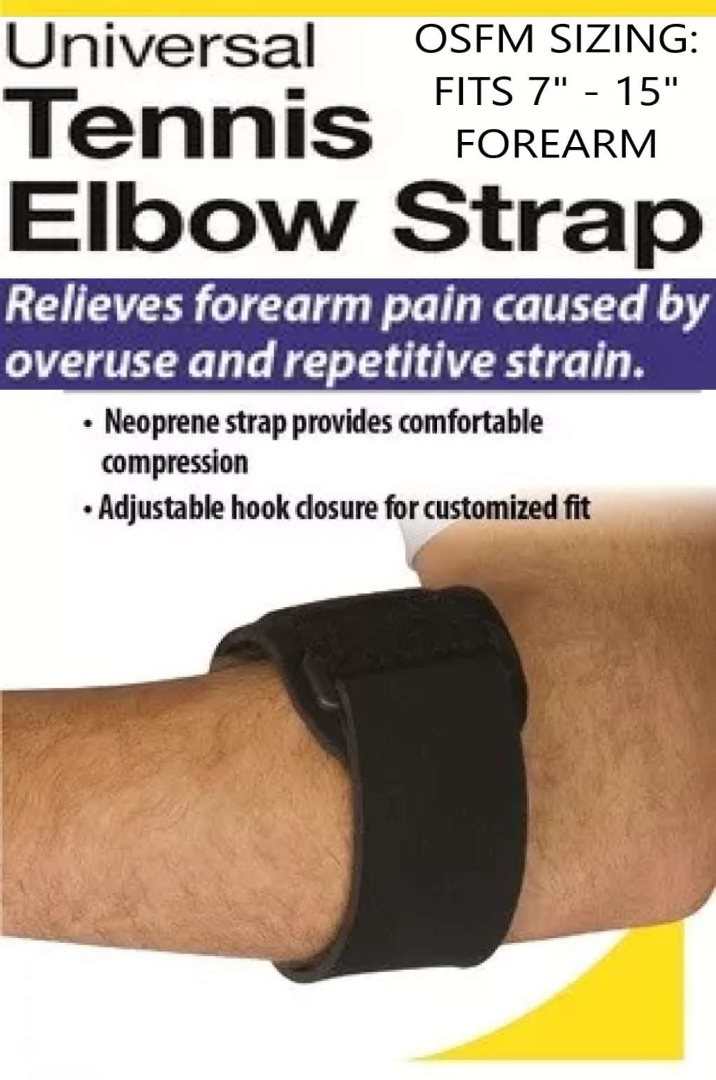 GNP Universal Tennis Elbow Strap One Size Fits 7″-15″ Forearm