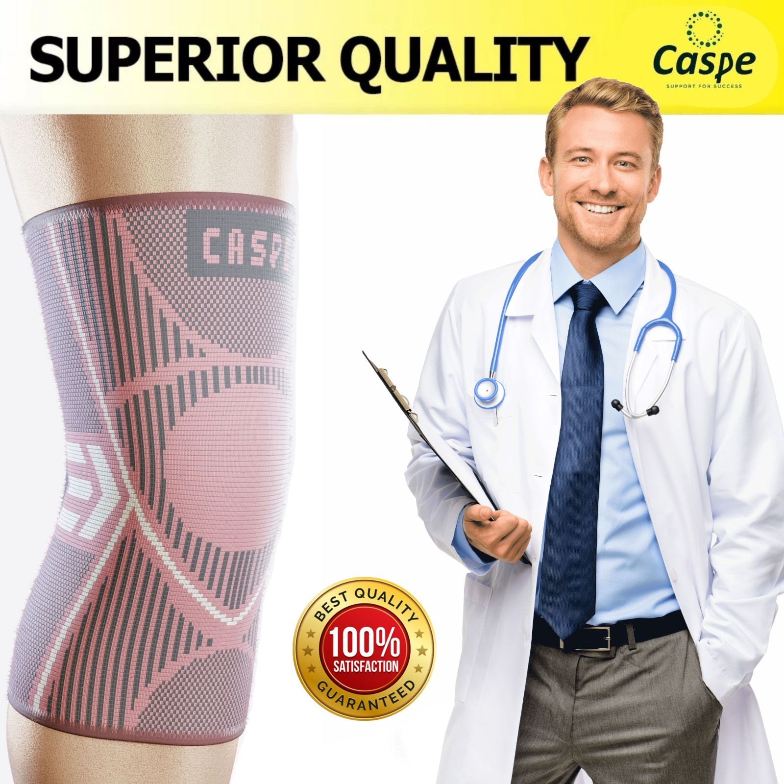 Caspe 2pcs Knee Brace for Women Knee Support Compression Sleeve Knee Joint Brace