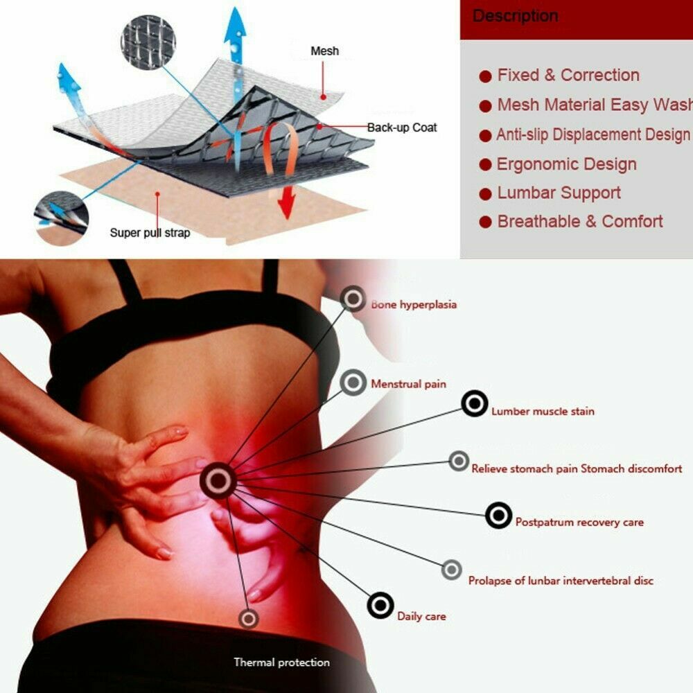Adjustable Lumbar Support Lower Waist Back Belt Brace Pain Relief Unisex Shaper