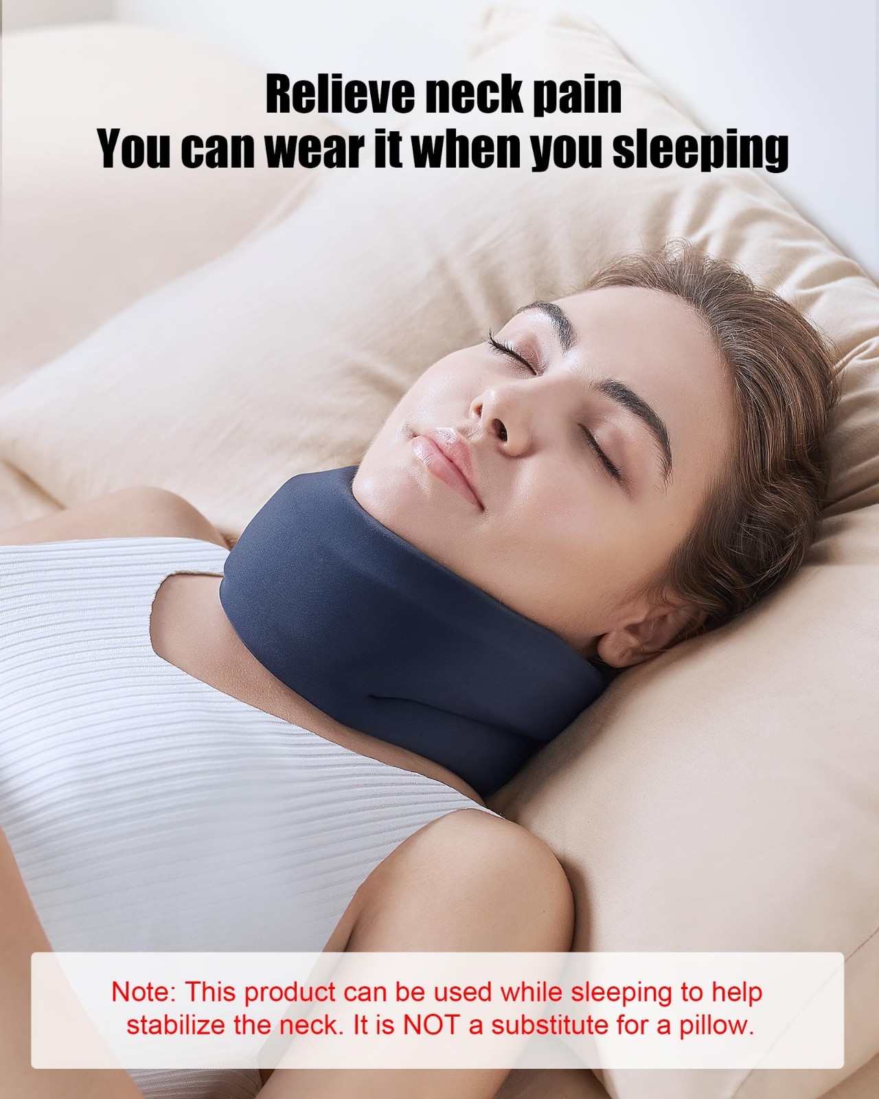 Cervical Neck Brace for Sleeping – Soft Foam Support Collar for Pain Relief, Med