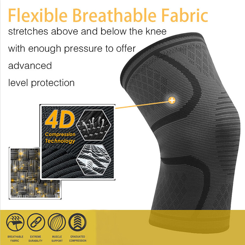1/2Pcs Knee Brace Support Compression Sleeve Arthritis Joint Injury Pain Relief