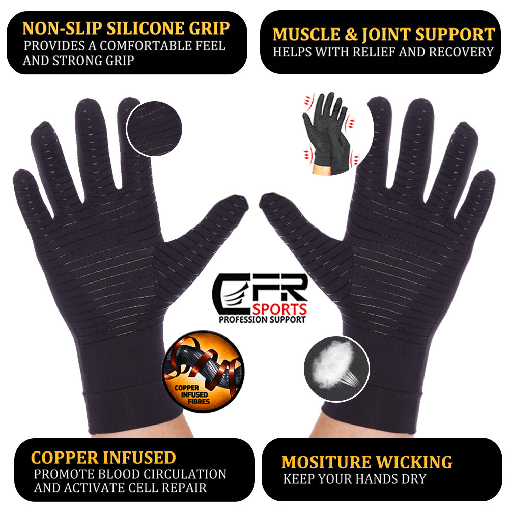 Arthritis Full Gloves Compression Copper Pain Relief Hand Wrist Support Brace