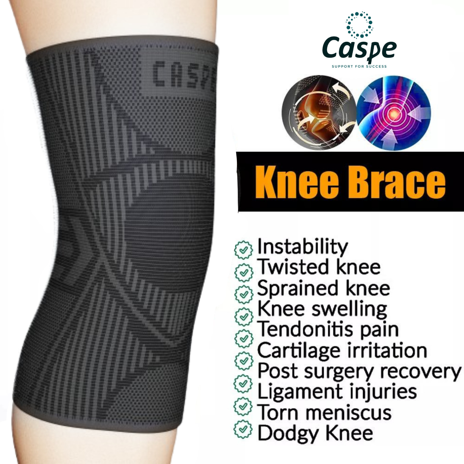 2-Pack Knee Sleeve Compression Brace Support Sport Joint Pain Arthritis Relief