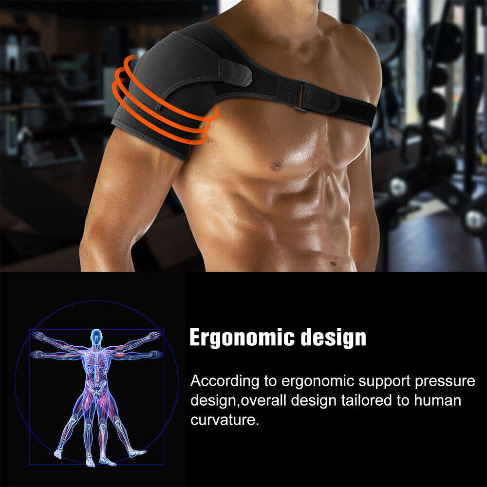 1X Adjustable Shoulder Support Brace Compression Strap Heat Patch Sports