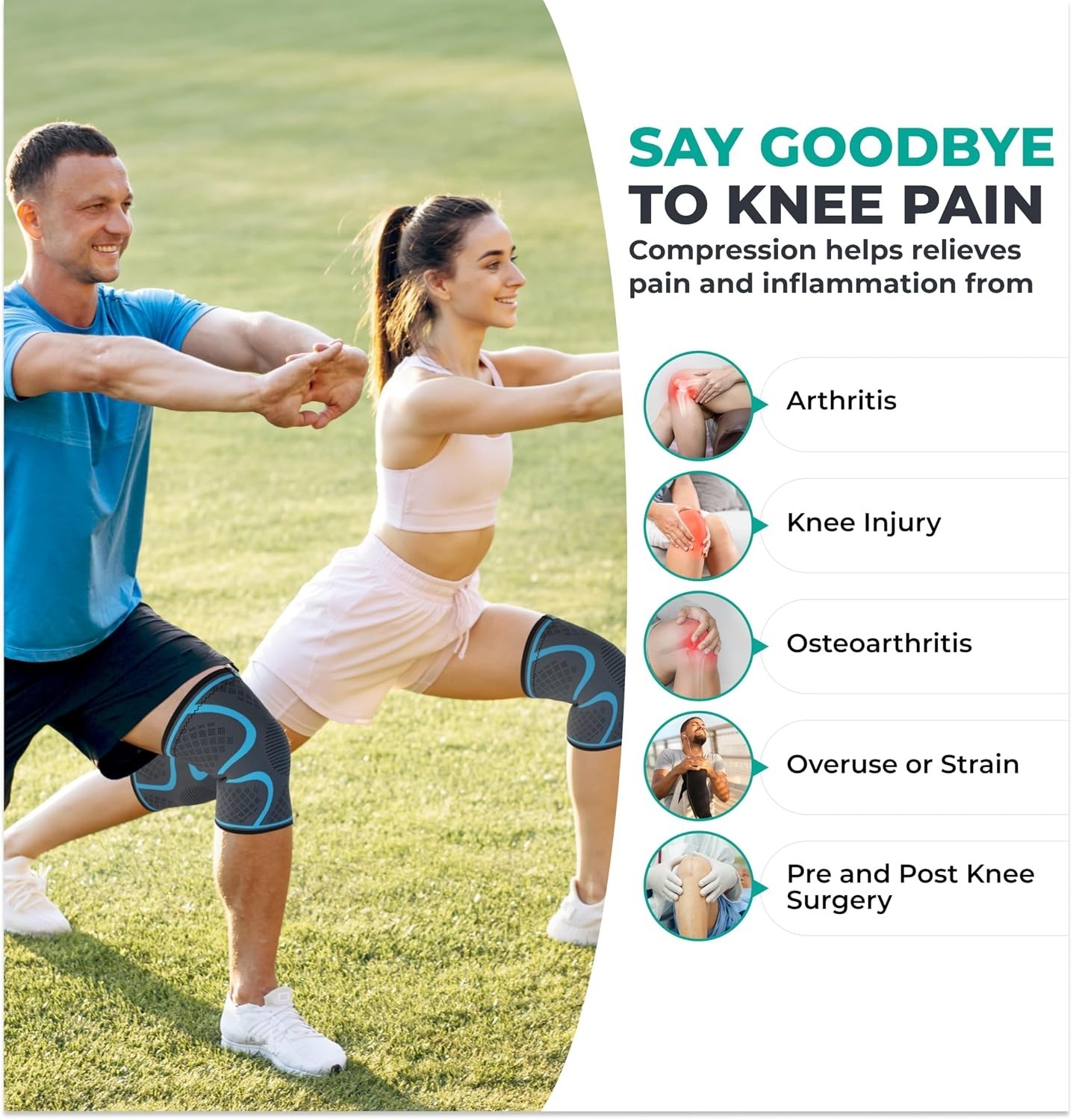 Breathable Knee Support Compression Sleeve – Men & Women Pain Relief Set