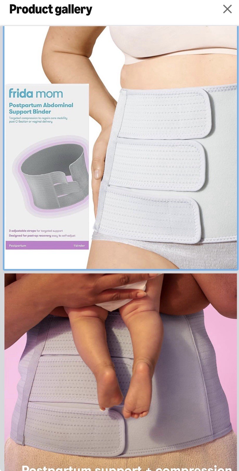 Frida Mom Postpartum Abdominal Support Binder Adjustable Gray One Size