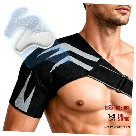 Shoulder Brace with Removable Gel Pad, Adjustable Compression Shoulder Large
