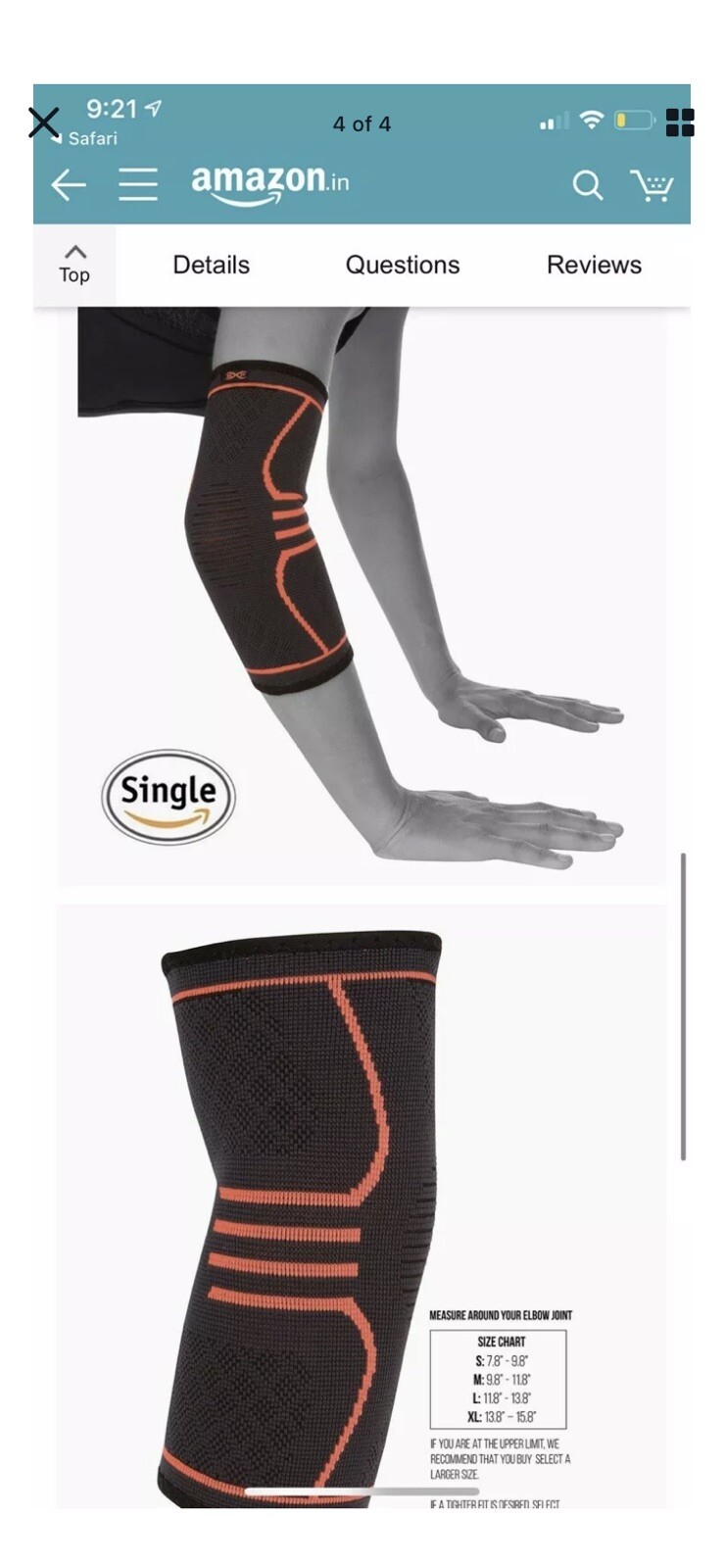 BIP Sports Infinite Collection Elbow Sleeve New Medium Gray/Orange #BIPE0720