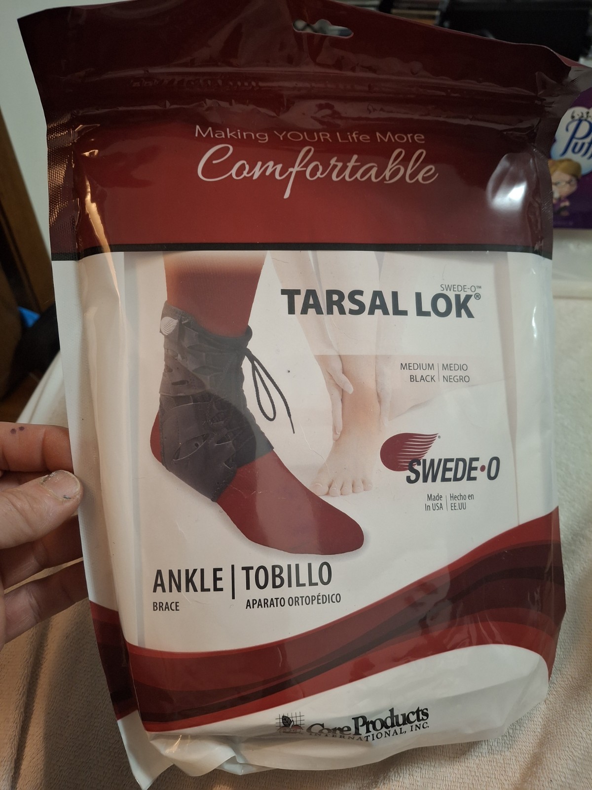 Swede-O Tarsal Lok Ankle Brace lace up BLACK MEDIUM NEW In Package