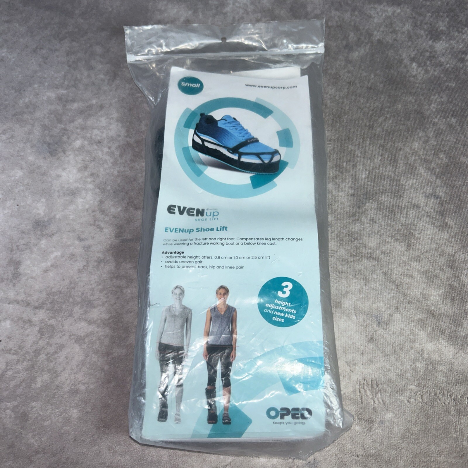 OPED Even Up Shoe Lift NEW with 3 Height Adjustments 1/3″, 2/3″, or 1″ Sz Small
