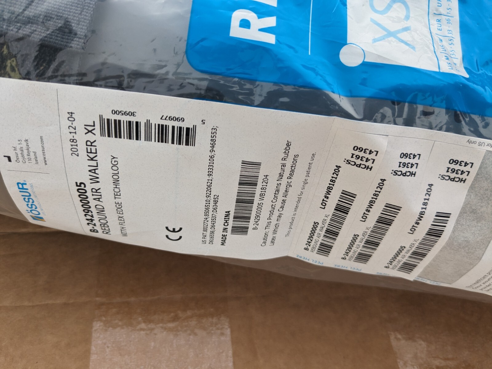 Brand New Ossur Rebound Air Walker Boot Tall Size XL Extra Large!